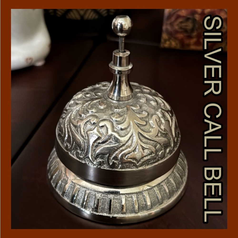 SILVER TAP COUNTER BELL, ORNATE DESK BELL, TABLE, RECEPTION, FRONT DESK BELL
